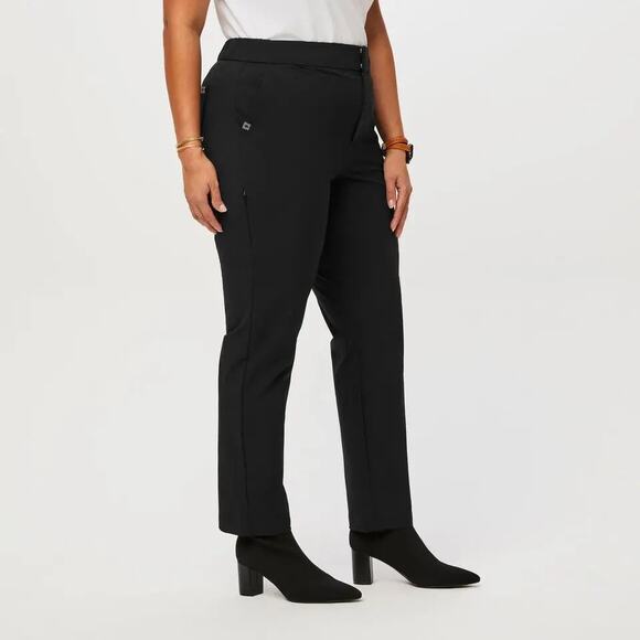 NWT FIGS PRO Skinny Zip Fly Trouser sz Large Black Pants 6-Pocket Medical Scrubs - Picture 4 of 14